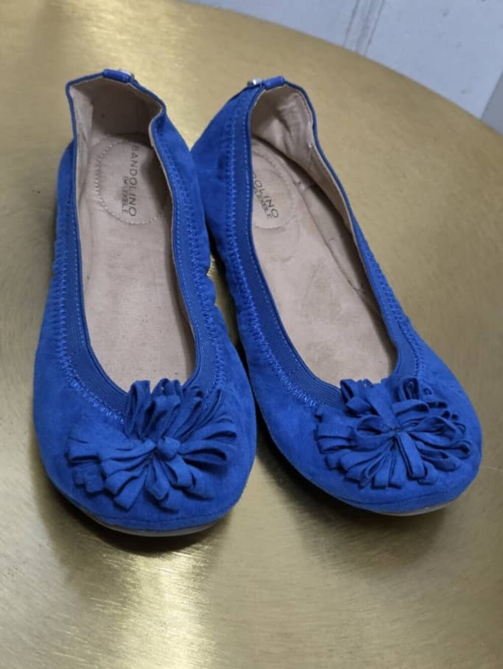 Bandolino Deloy Royal Blue Suede Ballet Flats with Flower Detail - Size 6M